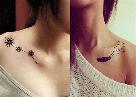 attractive female unique collar bone tattoos|80 Most Beautiful Collarbone Tattoos for Women:。